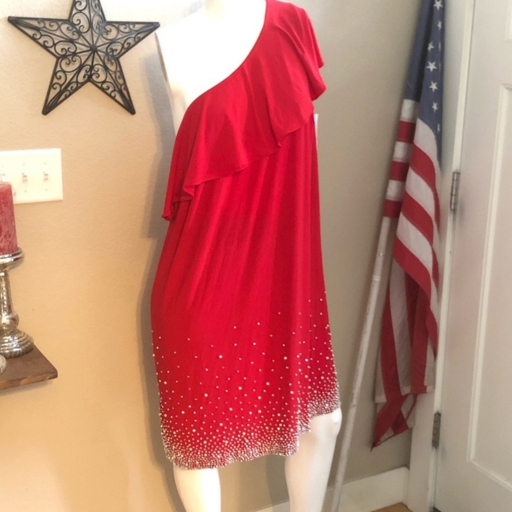 NWT Elegant Red One-Shoulder Dress